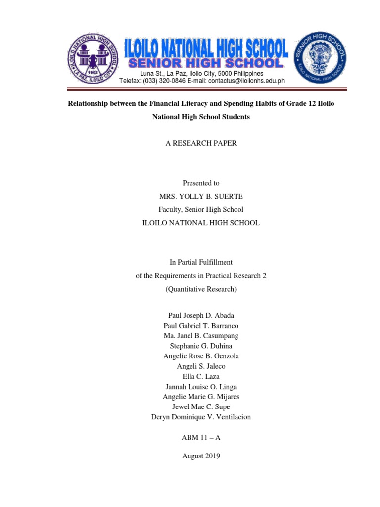 Relationship Between The Financial Literacy and Spending Habits of ...