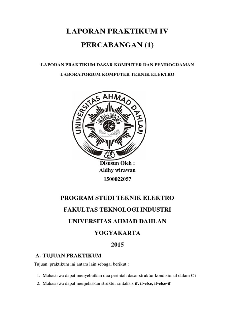 Laporan Praktikum Iv Percabangan 1