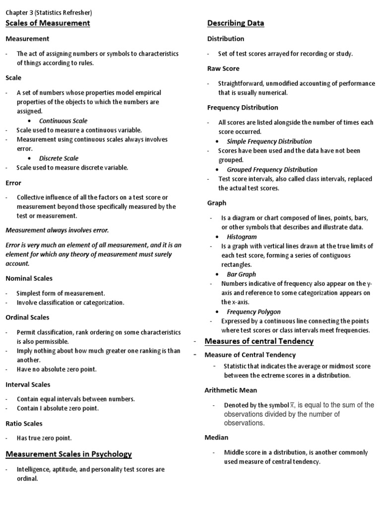 Psychological Testing & Assessment Chapter 3 (Cohen) Level Of