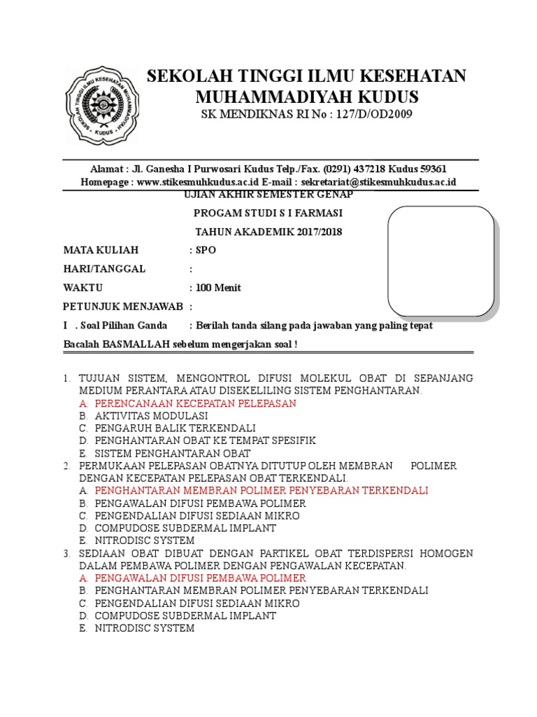 Soal Pilihan Ganda Sistem Kardiovaskuler Dan Jawabannya - Soal Perhitungan