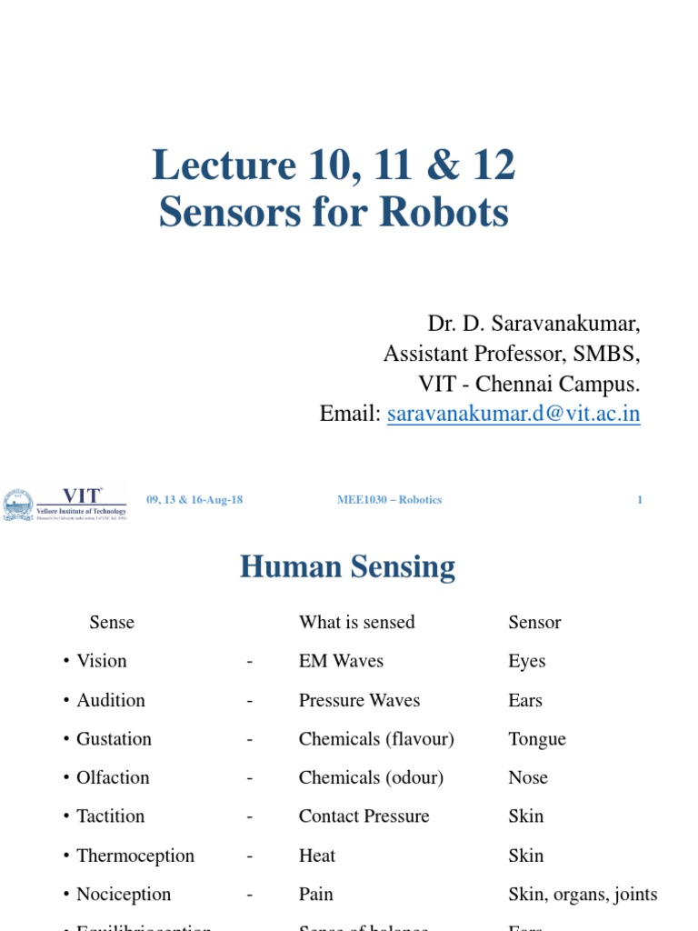 Robotics Sensor Overview | PDF | Inertial Navigation System | Infrared