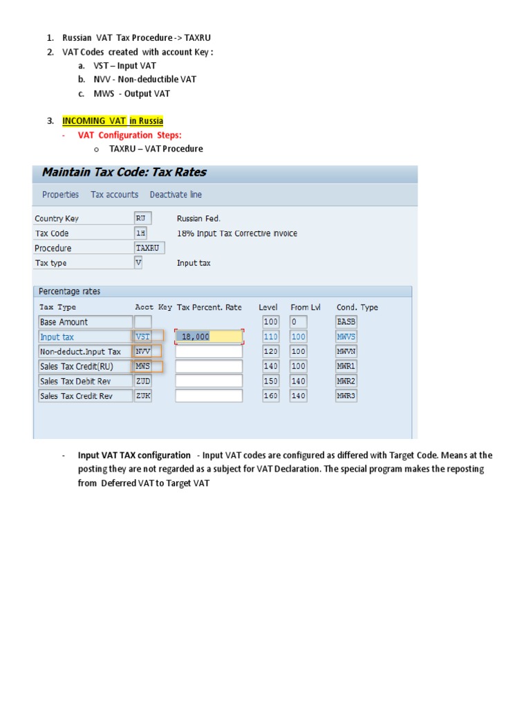 Russian Input VAT ConfigurationInvoice Journal PDF Value Added Tax