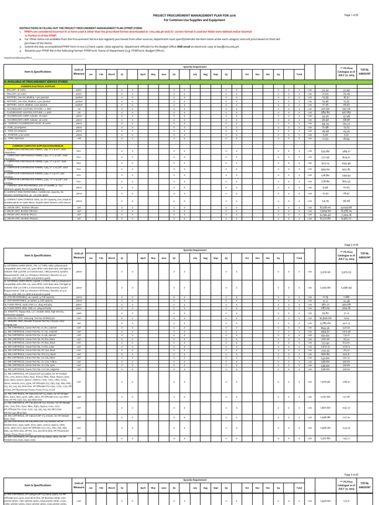 Project Procurement Management Plan 2016 | PDF | Printer (Computing ...
