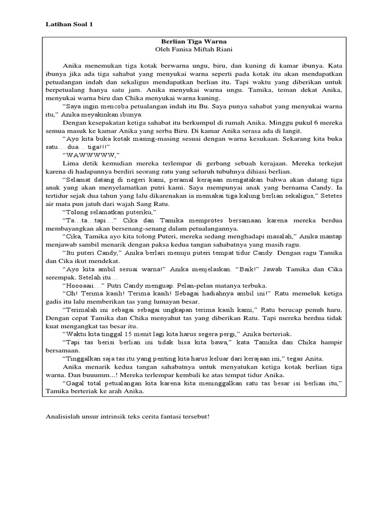 Latihan Soal Cerita Fantasi