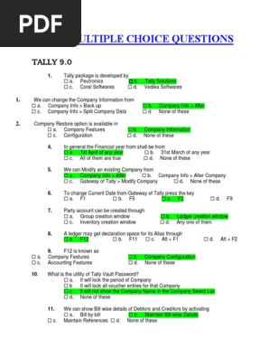 Tally Mcq 1 Pdf Debits And Credits Economies