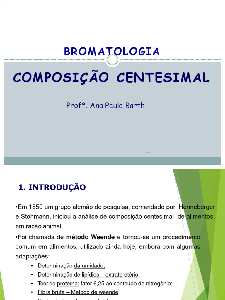 Importancia Da Composição Centesimal Dos Alimentos