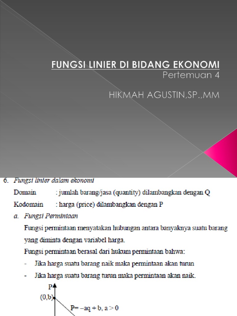4 Fungsi Linier Bidang Ekonomi | PDF