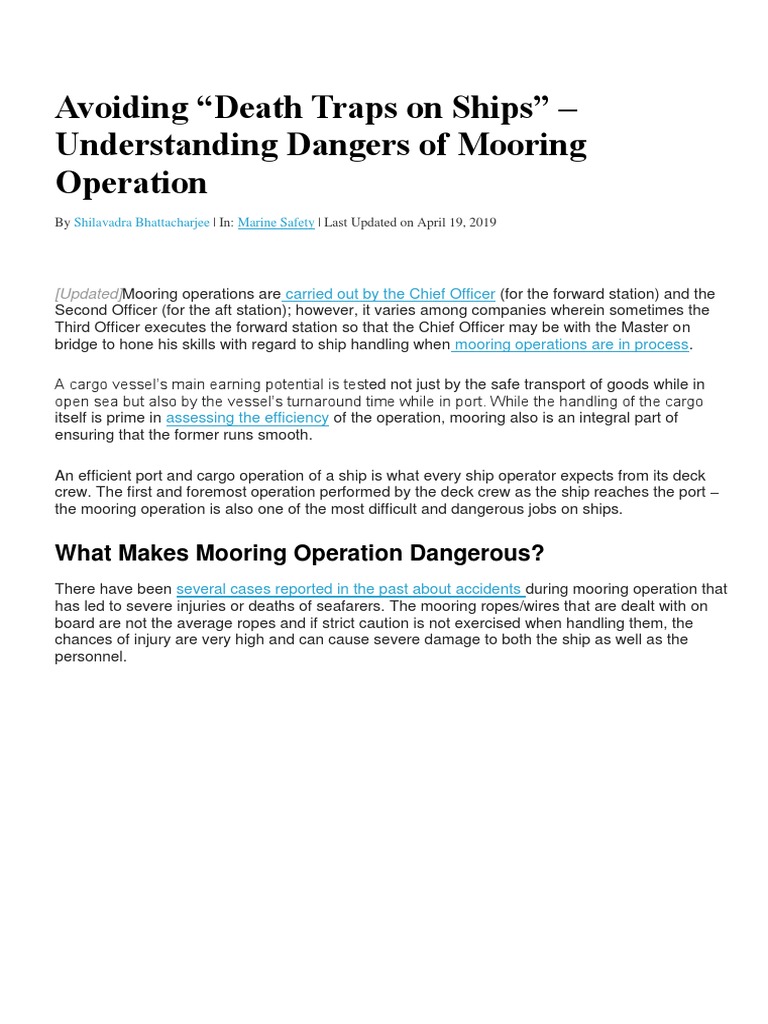 Understanding the Deadly Dangers of Mooring Operations An InDepth