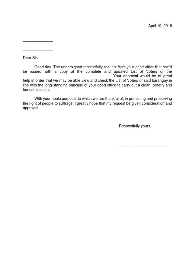 Request List of Voters PDF