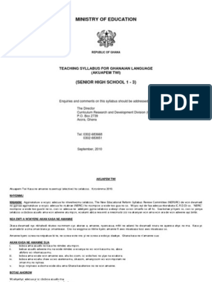 Akuapem Twi Syllabus 15 10 10 PDF, PDF