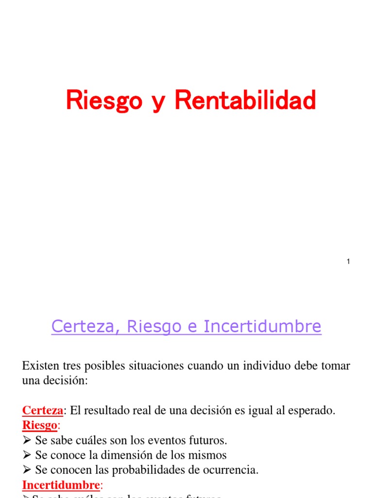 Relación Riesgo y Rentabilidad en Inversiones | PDF | Modelo de ...