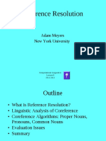 Reference Resolution: Adam Meyers New York University