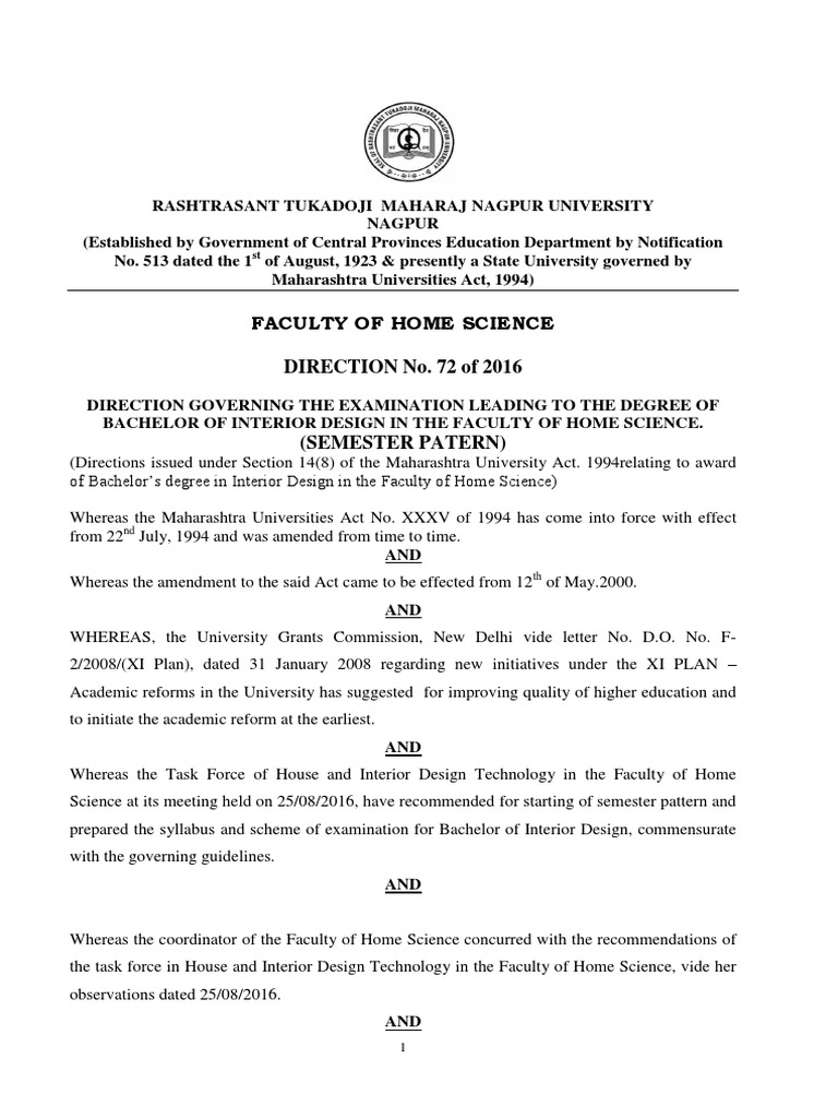 Bachelor of Interior Design Guidelines | PDF | University And College ...