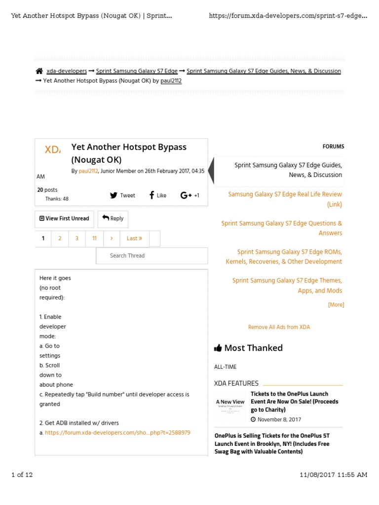 Yet Another Hotspot Bypass (Nougat OK) - Sprint Samsung Galaxy S7 Edge PDF  | PDF | Android (Operating System) | Command Line Interface