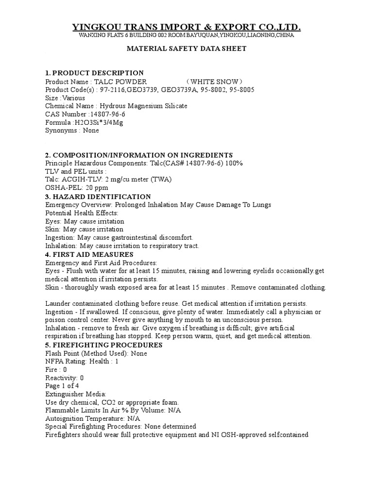 MSDS | PDF | Personal Protective Equipment | Prevention