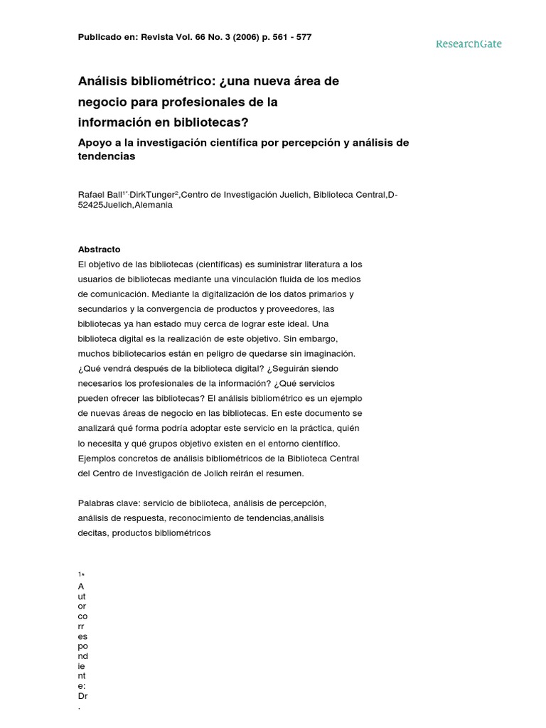 Análisis Bibliométrico Pdf Bibliotecas Science