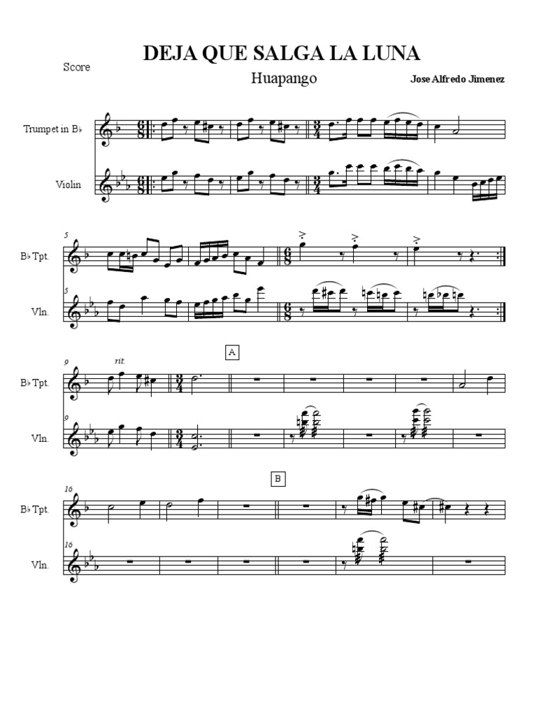 Deja Que Salga La Luna Violín y Trompeta Calligraphie latin Graphèmes
