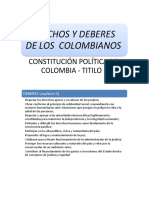 Derechos y Deberes de Los Colombianos