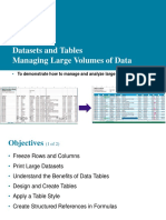 Datasets and Tables Managing Large Volumes of Data