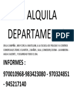 Se Alquila Departamento: Informes: 970010968-983423080 - 970324851 - 945217140