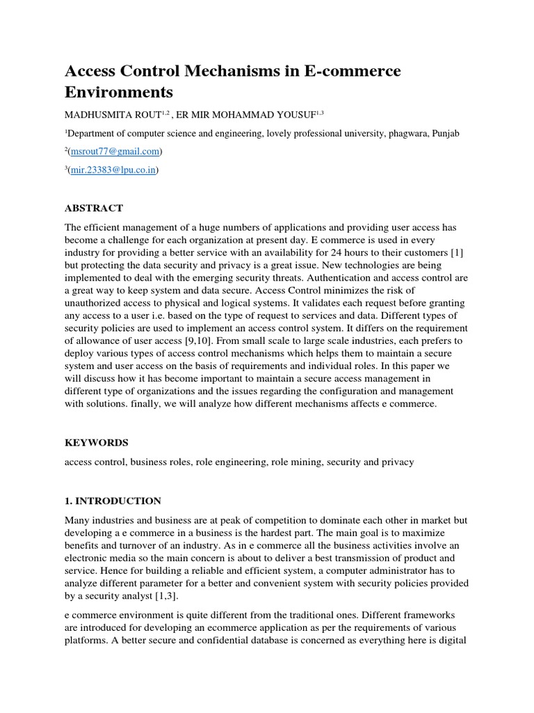 Access Control Mechanisms in E-Commerce Environments | PDF | Access ...