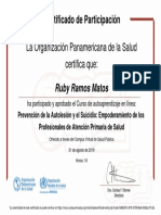 Prevención de La Autolesión y El Suicidio Empoderamiento de Los Profesionales de Atención Primaria de Salud-Certificado Del Curso 290300 PDF