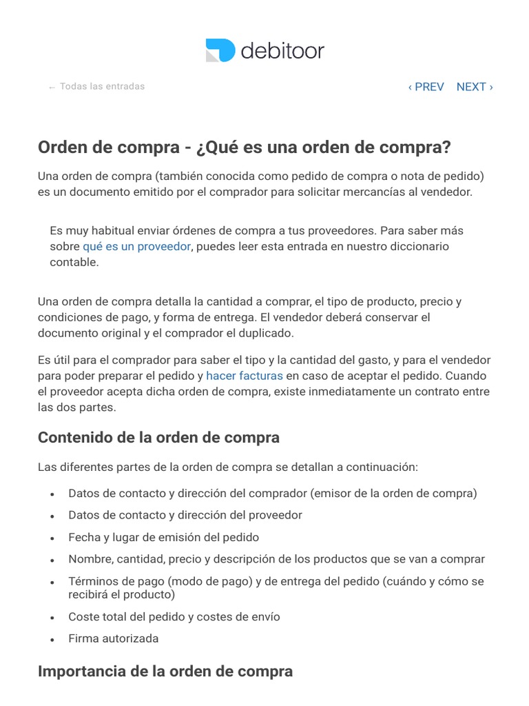 Definición y partes de la orden de compra | PDF | Factura | Contabilidad