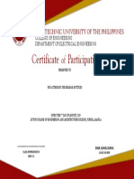 PUP EE Certificate for Seminar on Power Systems