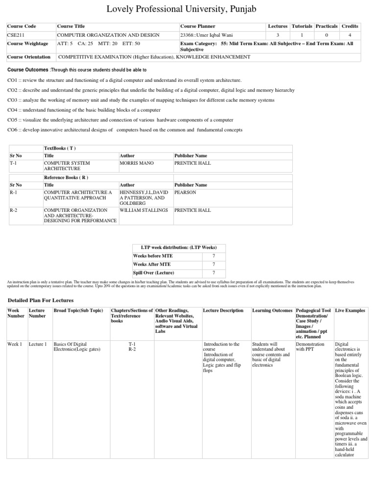 Computer Organization Course Overview | PDF | Central Processing Unit ...