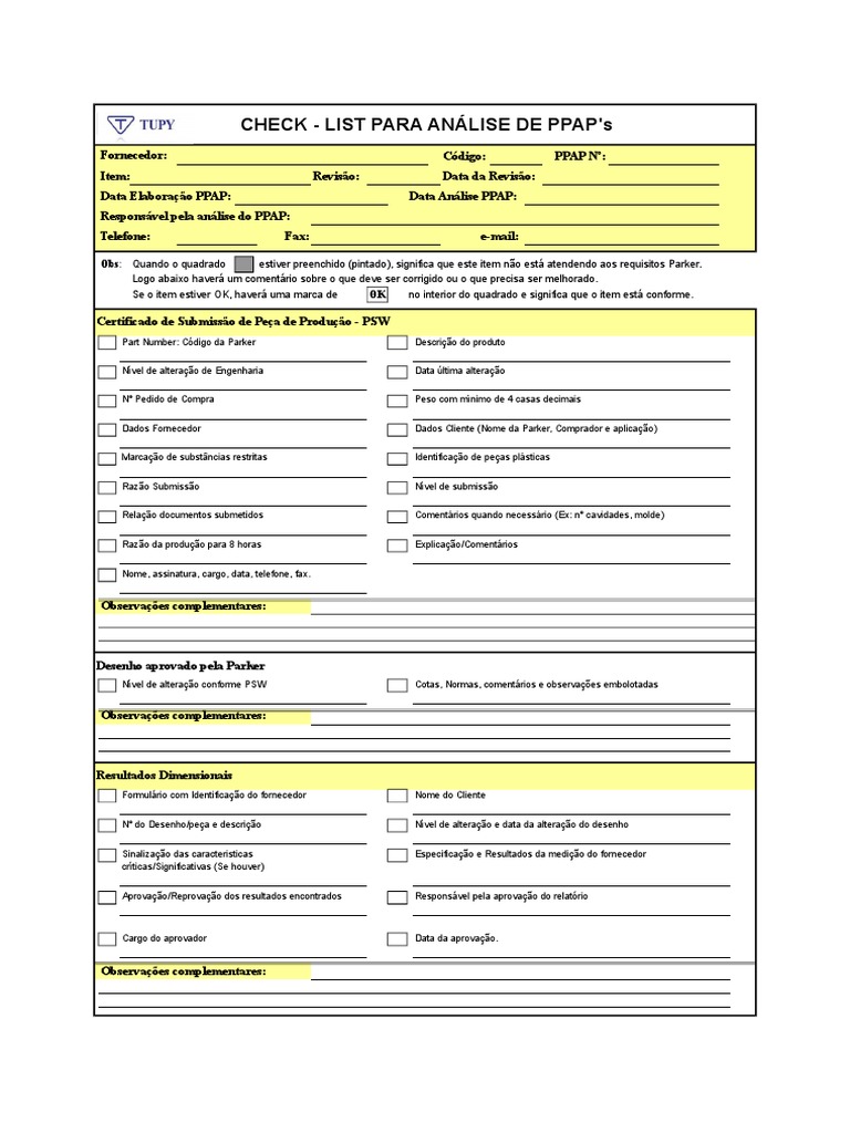 Checklist de Análise de PPAP | PDF | Computação e Tecnologia da Informação