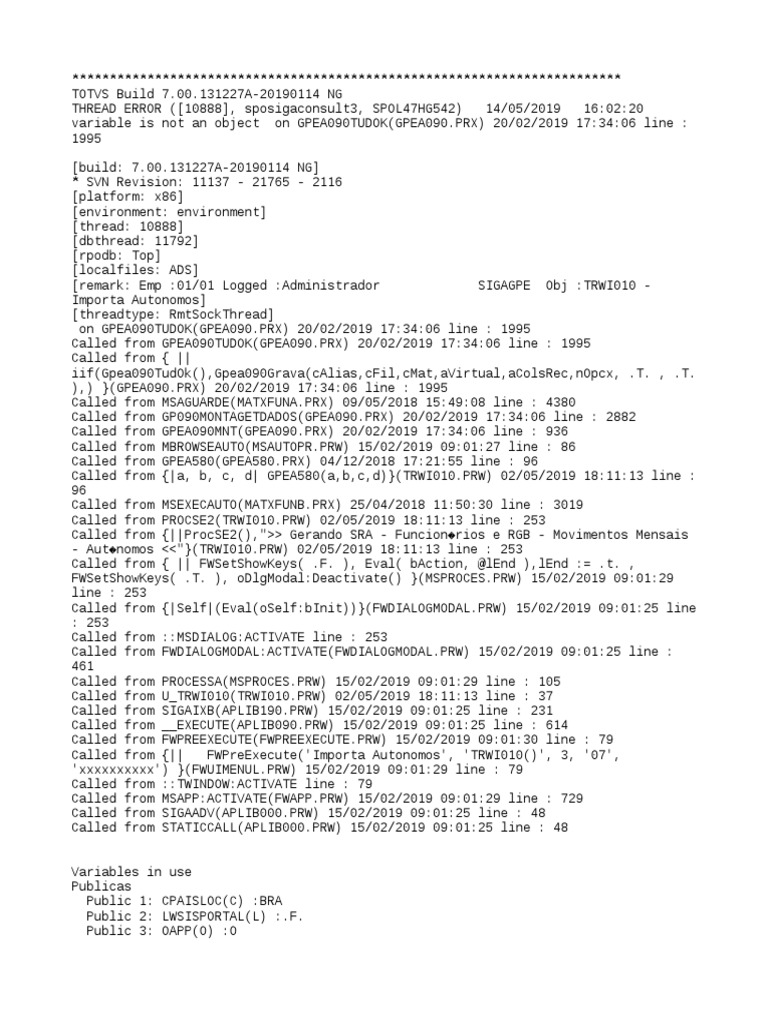 TOTVS Build Error Log Analysis | PDF | Companies | Corporations