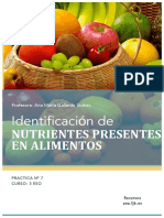 Identificación De: Nutrientes Presentes en Alimentos