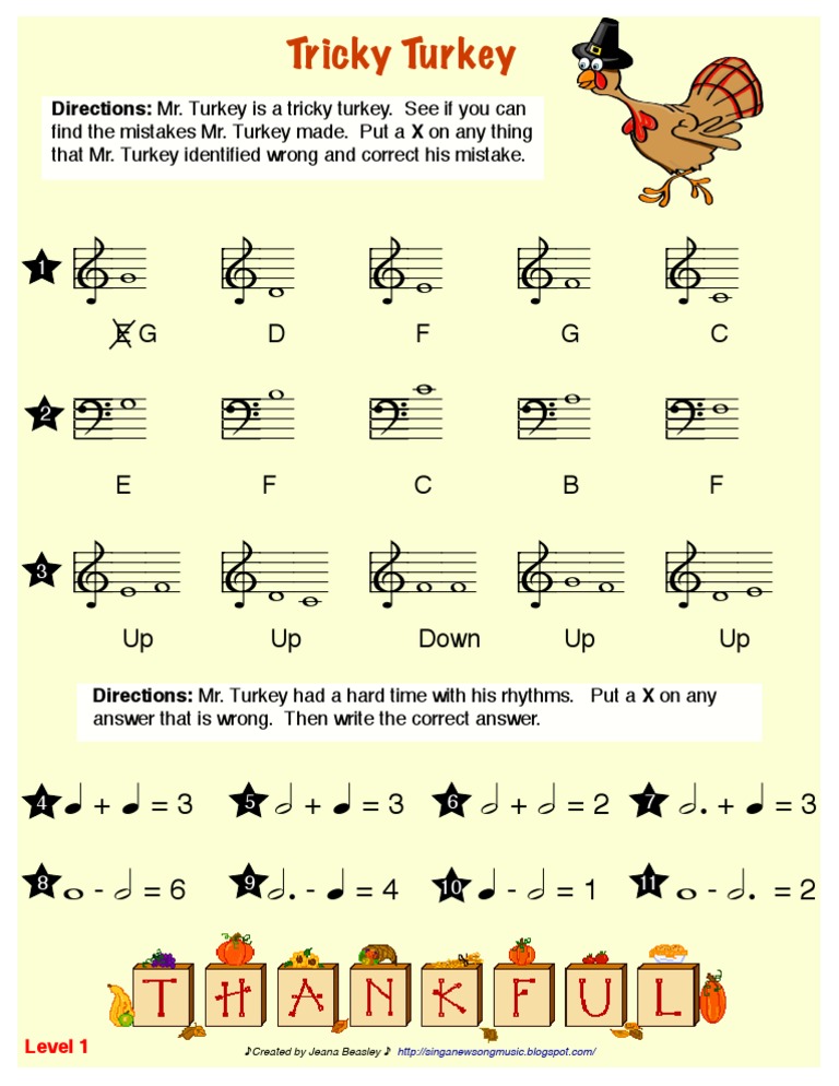 Trickey Turkey Level 1 | PDF