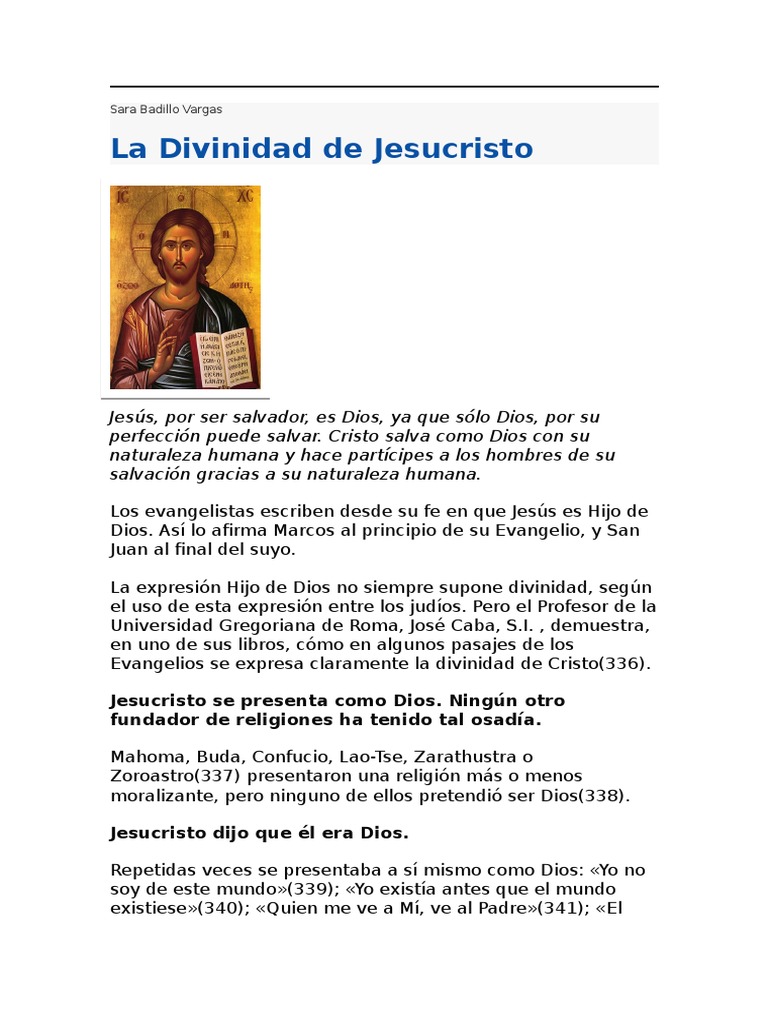 La Divinidad de Jesucristo Explicada | PDF | Cristología | Jesús