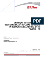 Utilização de Geotêxtil Bidim Como Camada Anti-Reflexão de Trincas Na Restauração Da Rodovia Br-392 Pelotas - Rs