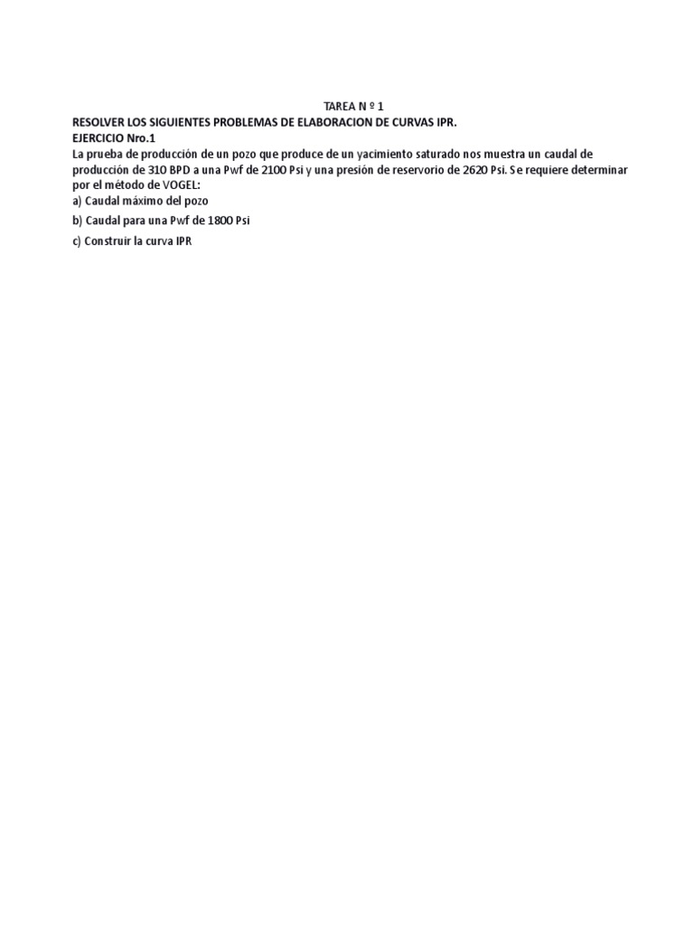 Ejercicios de Curvas IPR y TPR en Pozos | PDF | Ingeniería mecánica | Gases
