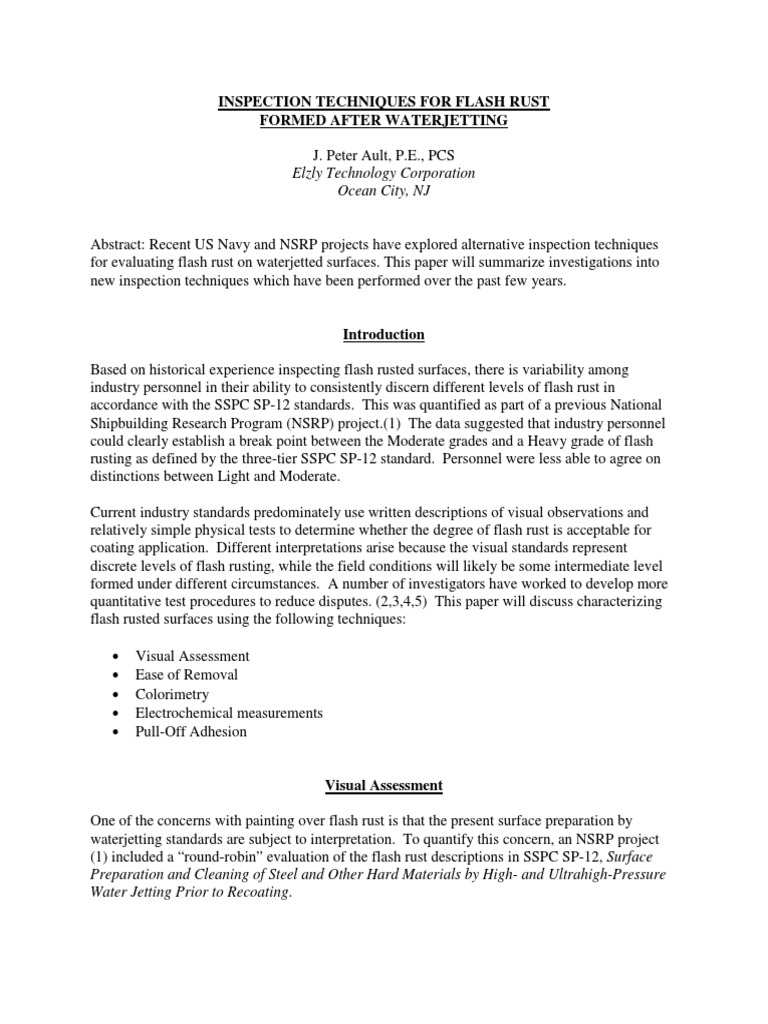 Flash Rust Formed After Waterjetting | PDF | Corrosion | Electrochemistry