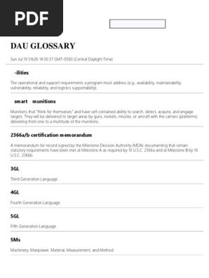 Dau Glossary United States Department Of Defense Appropriation Law