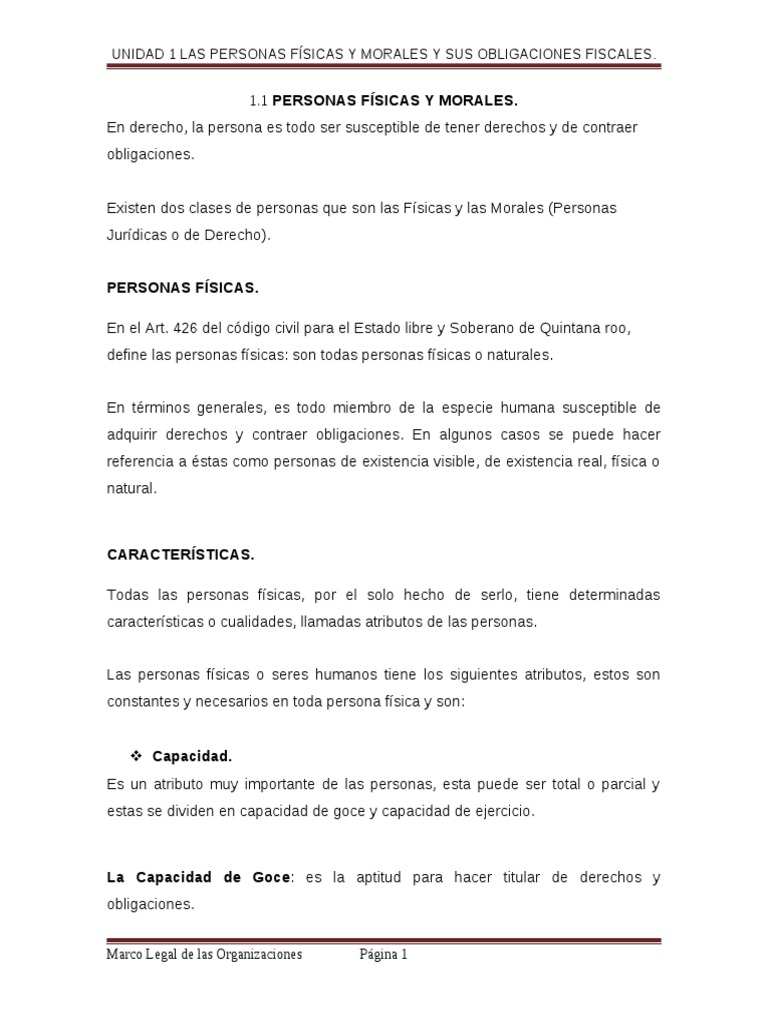 Las Personas Fisicas y Morales y Sus Obligaciones Fiscales | Descargar ...