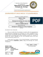 Barangay Business Clearance: Municipality of Sto - Tomas Barangay Sto. Domingo