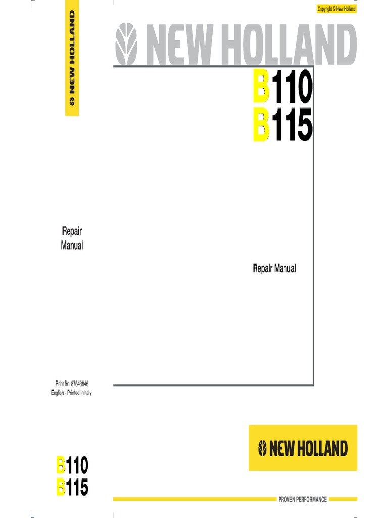 New+holland B110-B115 en Service+manual | PDF | Loader (Equipment ...