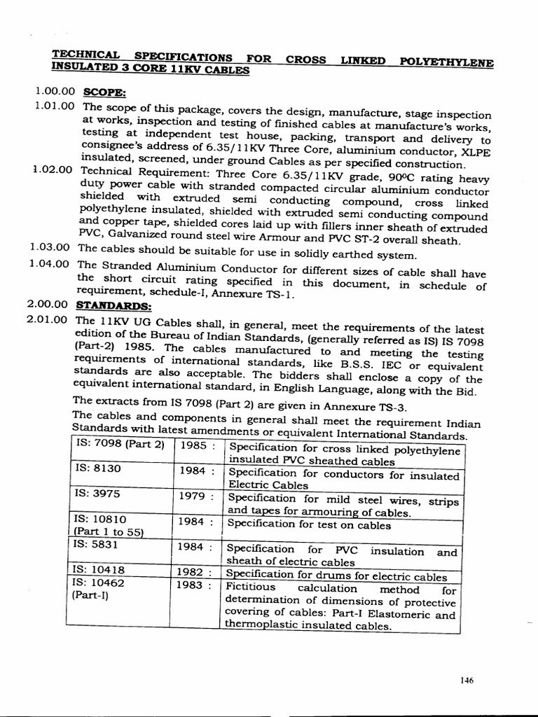 11kV Cable Specs for Engineers | PDF | Insulator (Electricity ...