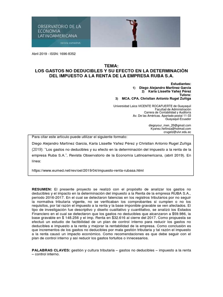 Impacto de Gastos No Deducibles en Rubasa | PDF | Impuesto sobre la ...