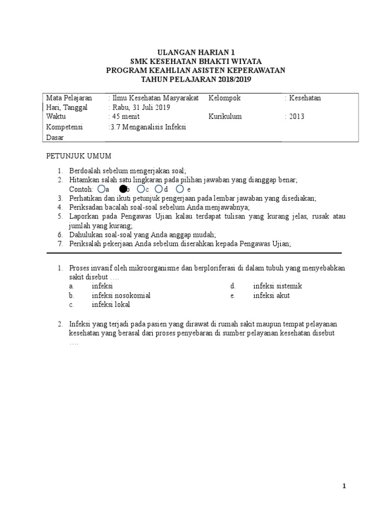 Uh 1 Soal Infeksi Kdtk