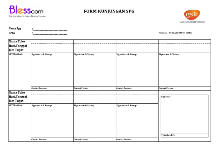 SPG Visit Form for PT. GSK | PDF