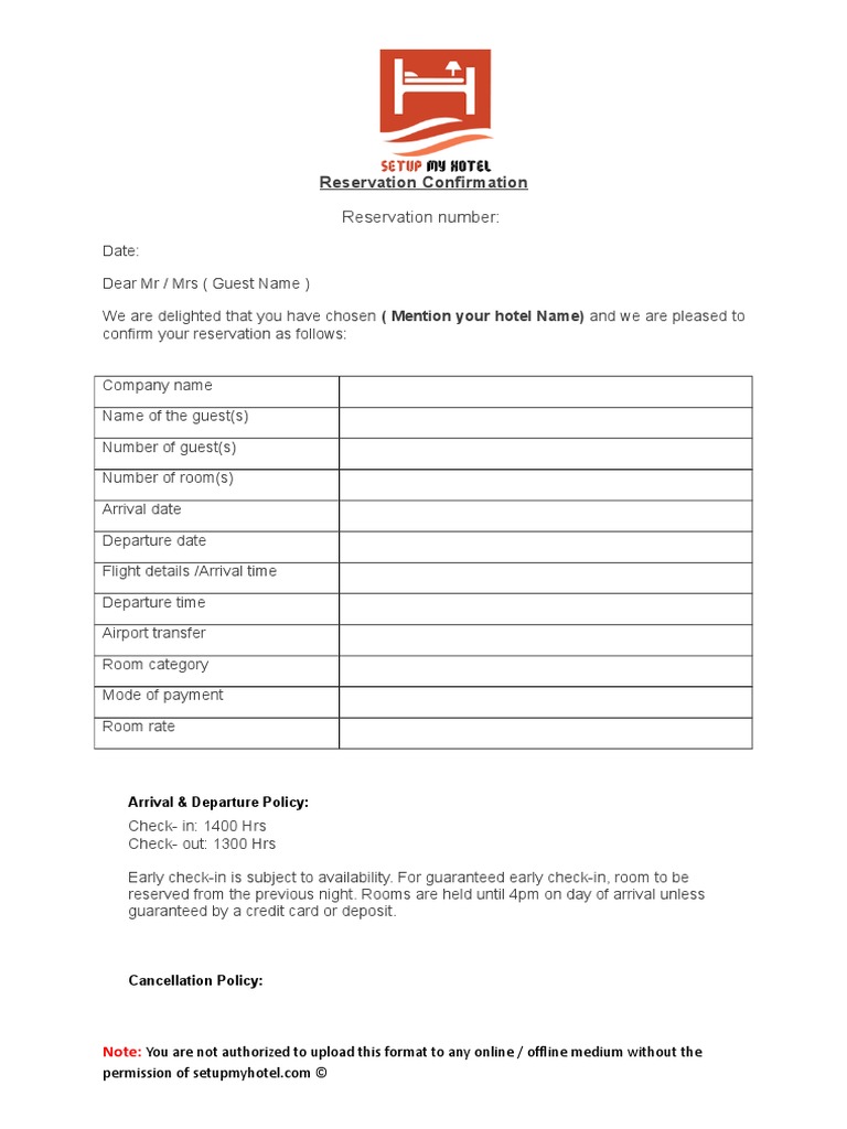 Hotel Reservation Confirmation Details | PDF | Finance & Money Management
