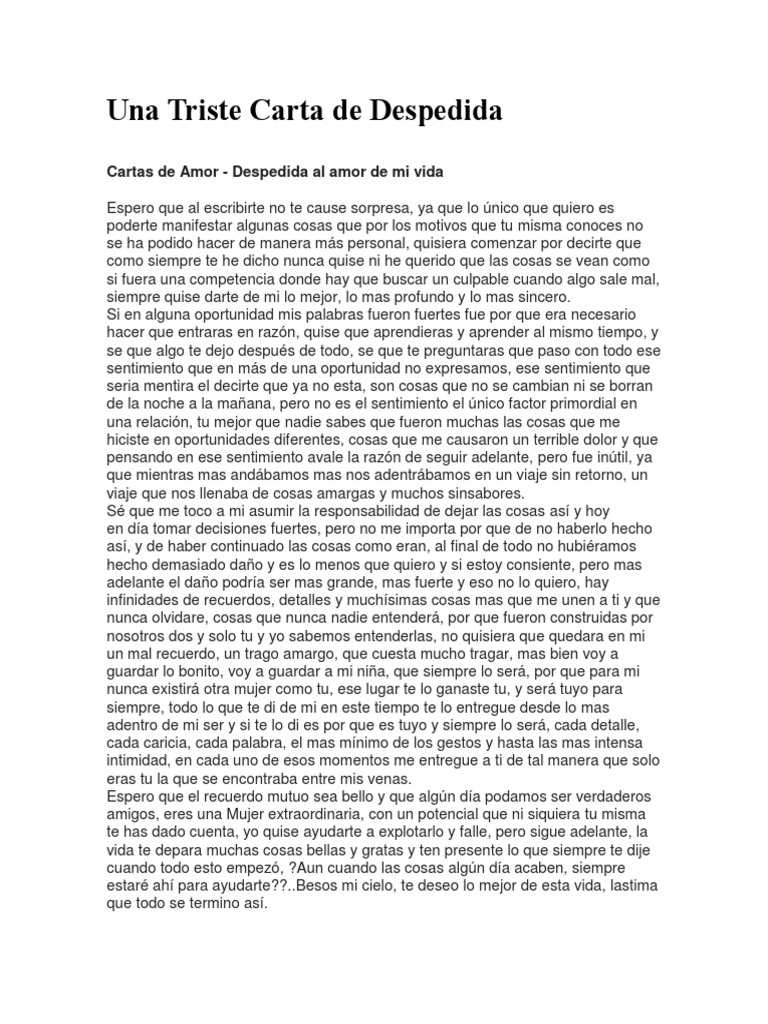 Carta de despedida triste al amor de mi vida | PDF