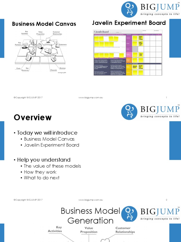 BMC and Javelin Board Master Class v1.0 PDF Experiment Business Model