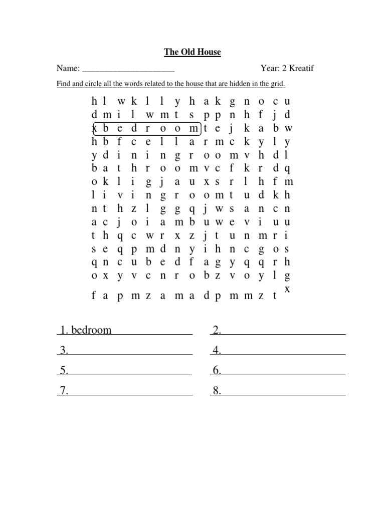 The old house word maze pdf