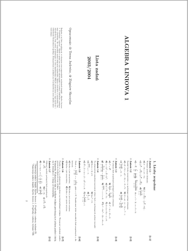 Algebra Liniowa Przykłady I Zadania Pdf
